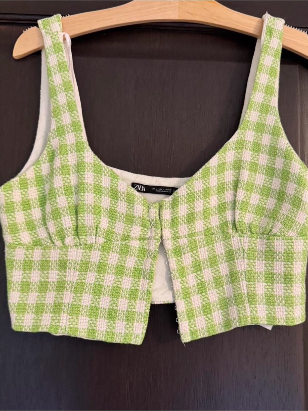 Zara Green Gingham Top